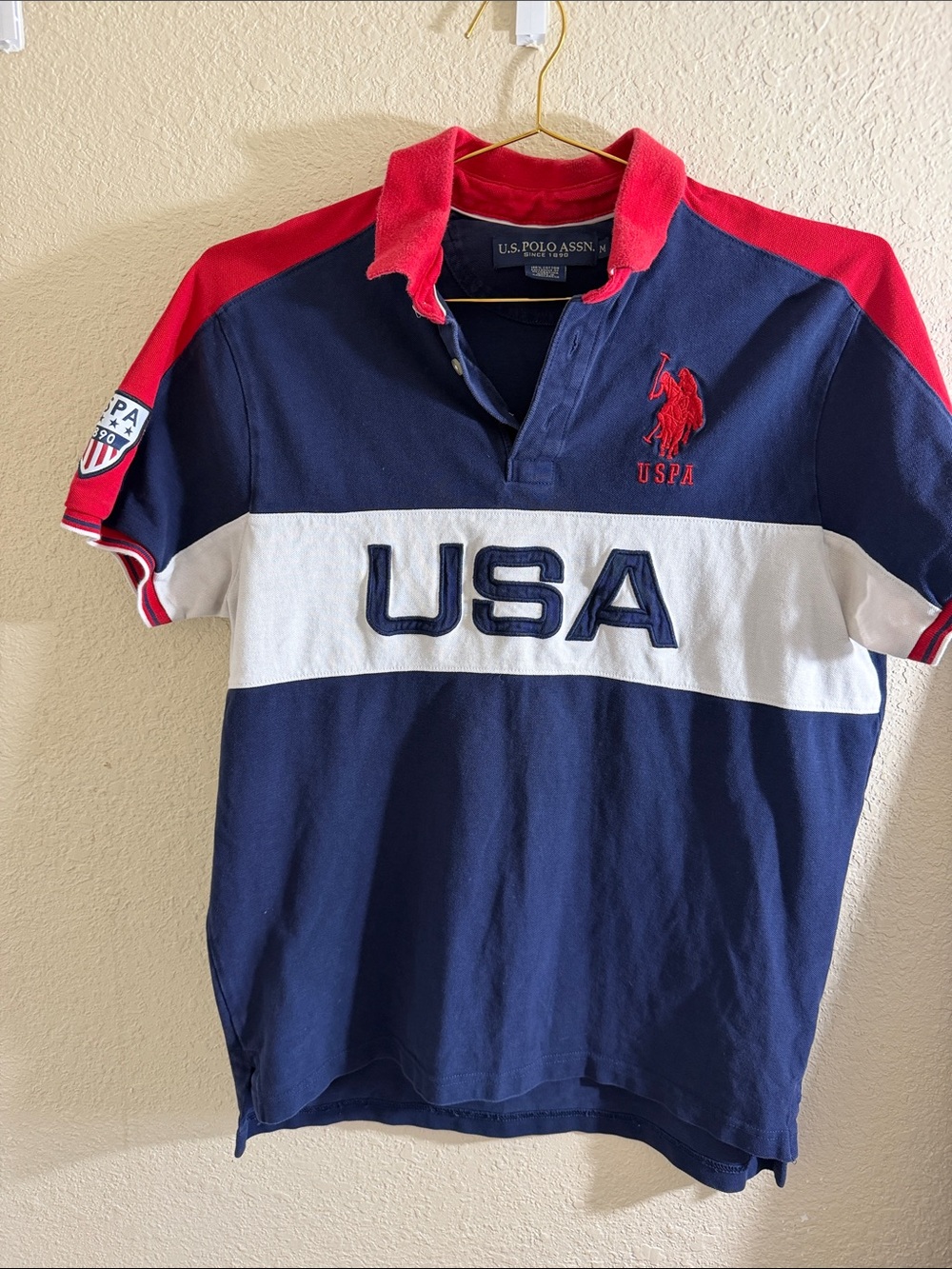 U.S. Polo Assn. Navy, White & Red Colorblock Polo Shirt